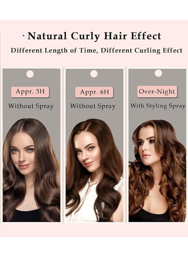 6PCS Heatless Hair Curler, 3 Set Satin Heatless Hair Curler, Hair Rollers for Heatless Curls with Hair Caps, To Sleep In Curling Rod Headband, Heatless Curlers for Long Hair, Pink - Image 4