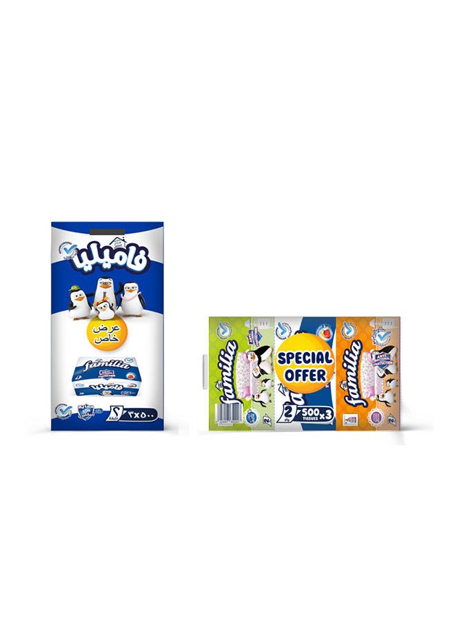 Familia - Anti Bacterial Facial Tissues 2 Ply 500 x 3 - Image 1