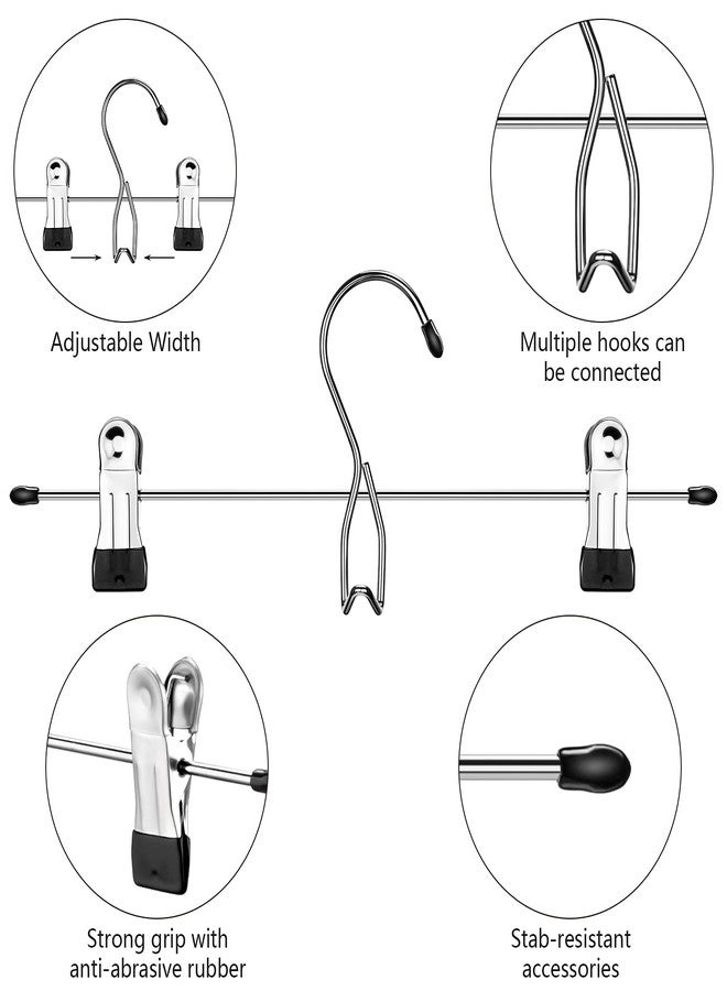 Jetec 12 Pcs College Dorm Room Supplies Decor Skirt Pants Hangers with Clips Heavy Duty Clip Space Saving Stackable Add on Metal Organization and Storage for Jeans Towels Skirt Trousers Ties Socks - Image 3