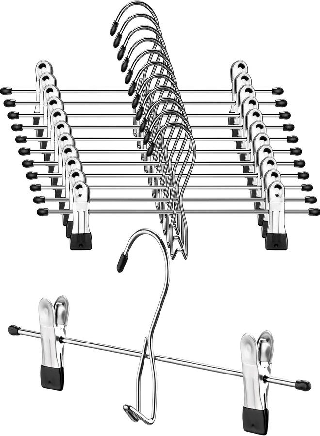 Jetec 12 Pcs College Dorm Room Supplies Decor Skirt Pants Hangers with Clips Heavy Duty Clip Space Saving Stackable Add on Metal Organization and Storage for Jeans Towels Skirt Trousers Ties Socks - Image 1