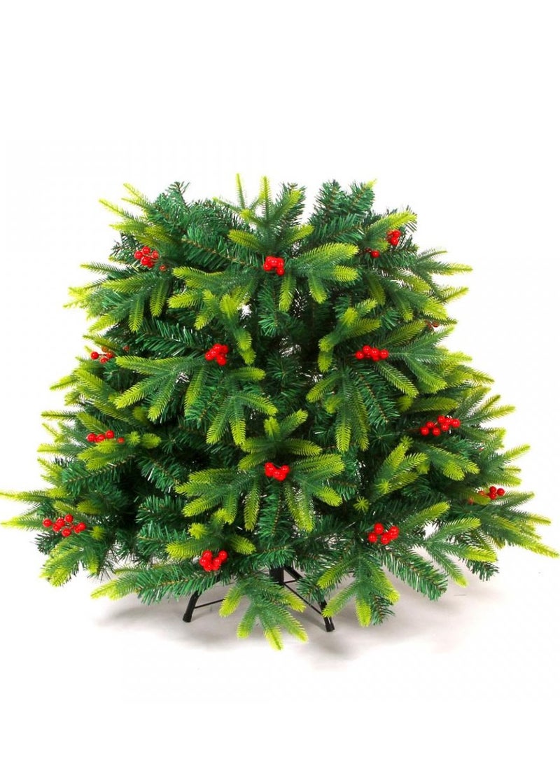 AIWANTO 2.1 m Realistic Christmas Tree with 1235 Full Branch Tips – Lush Green Needles with Light-Green Accents, Hinged Branches, Metal Stand & Pre-Attached Red Berries - Image 4