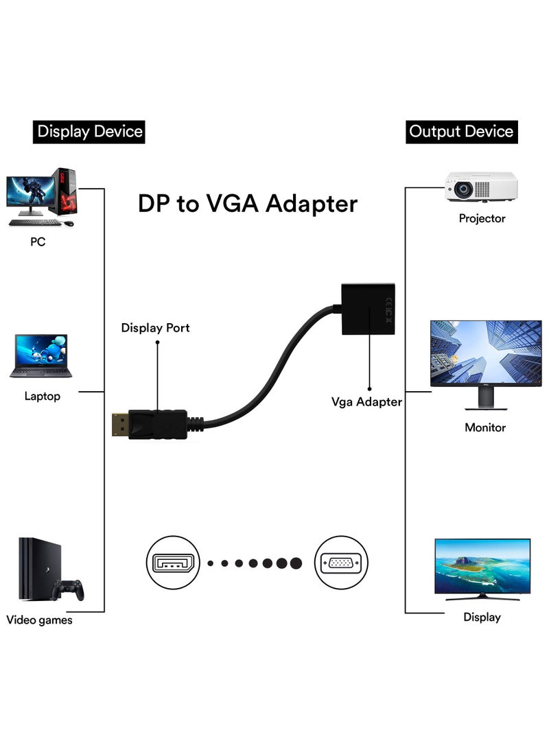 erorex Adapter, DisplayPort (DP) to VGA Male to Female Converter (Black)  - Image 3