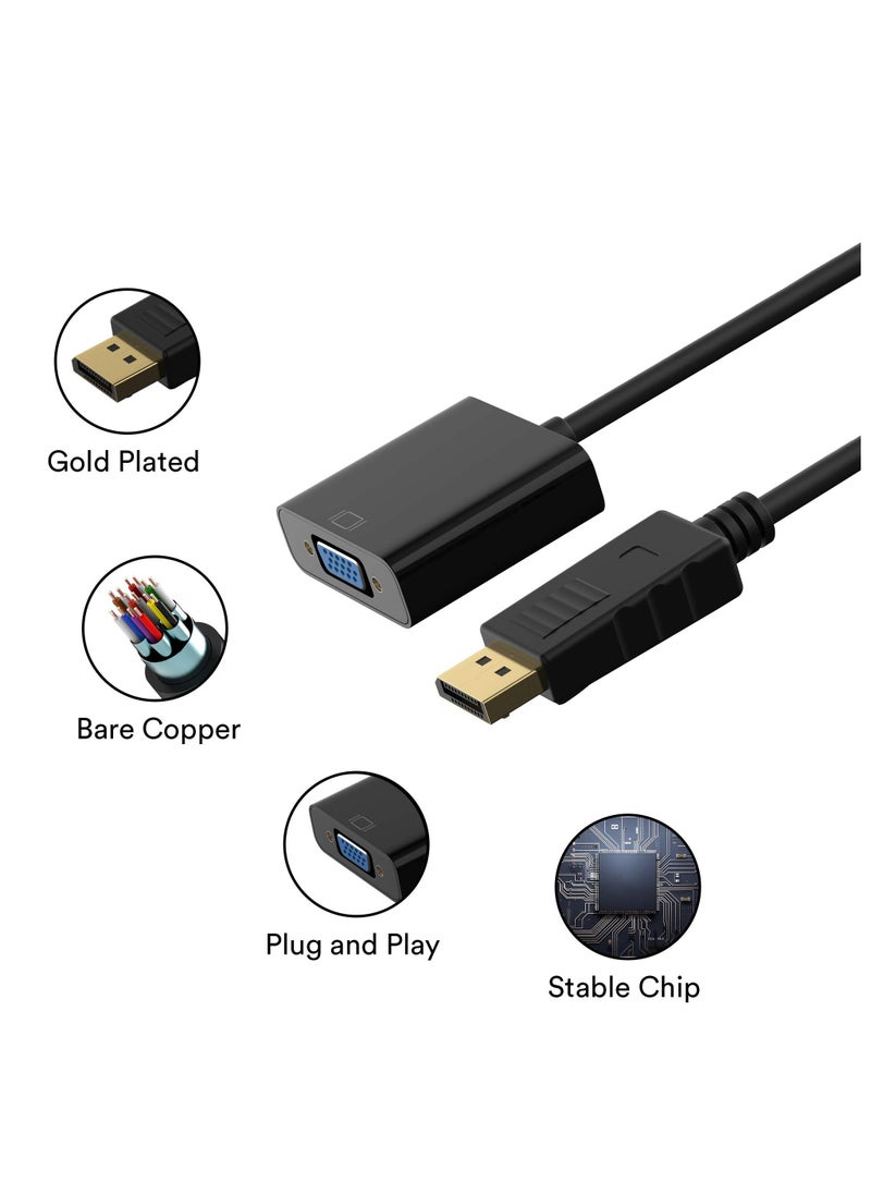 erorex Adapter, DisplayPort (DP) to VGA Male to Female Converter (Black)  - Image 4