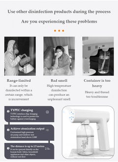DUNISO Nano spray disinfection spray gun, hand held rechargeable blue light atomizing air disinfection machine, electric spray machine, suitable for home, office, school or garden, 300ml, white  - Image 3