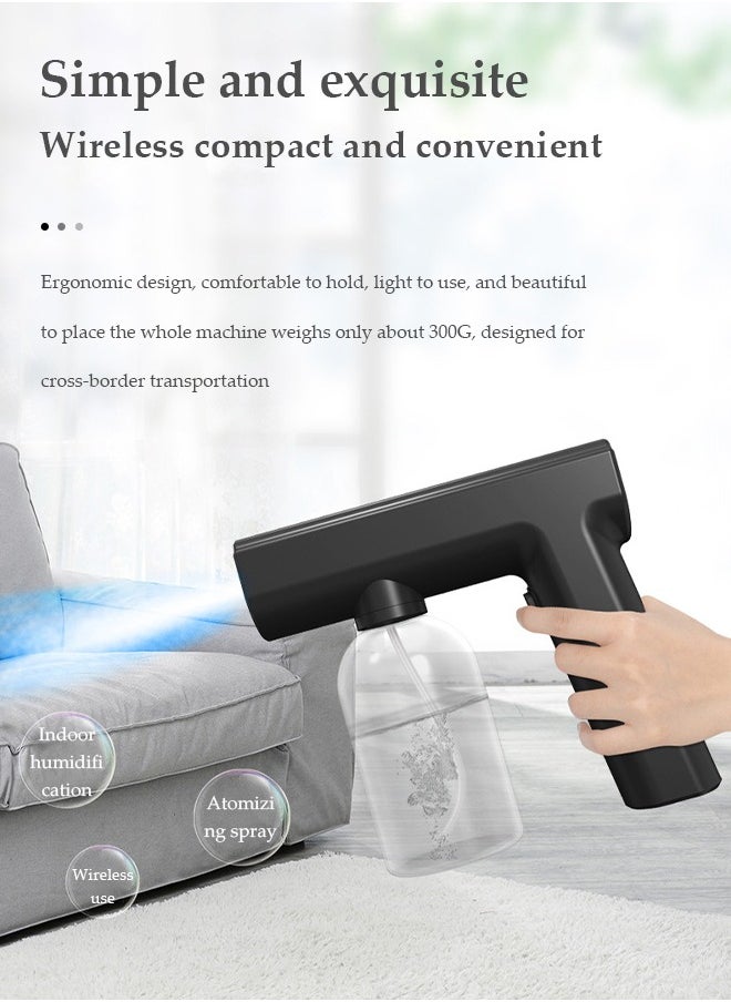 DUNISO Nano spray disinfection spray gun, hand held rechargeable blue light atomizing air disinfection machine, electric spray machine, suitable for home, office, school or garden, 300ml, white  - Image 4