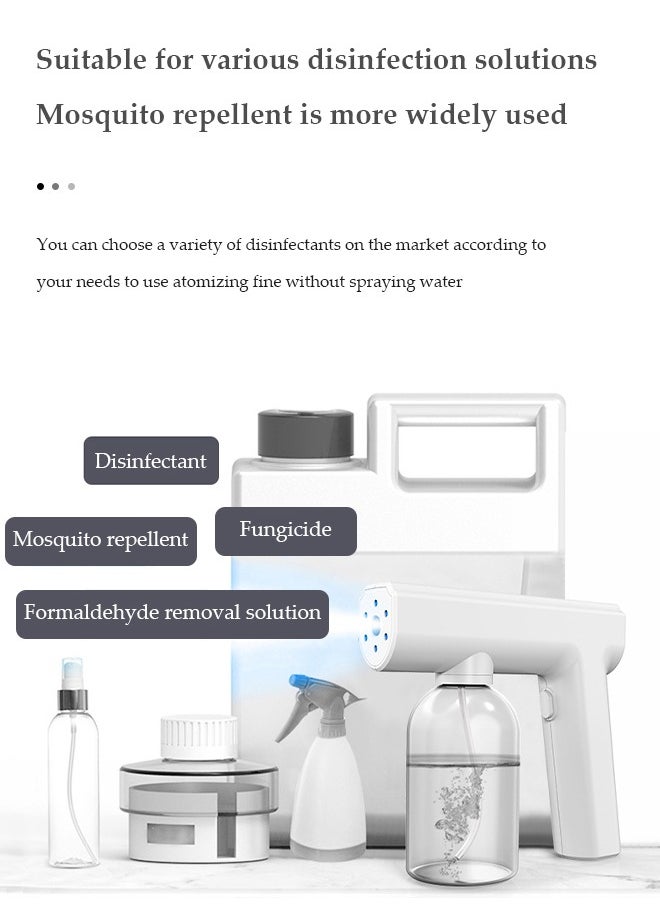 DUNISO Nano spray disinfection spray gun, hand held rechargeable blue light atomizing air disinfection machine, electric spray machine, suitable for home, office, school or garden, 300ml, white  - Image 5