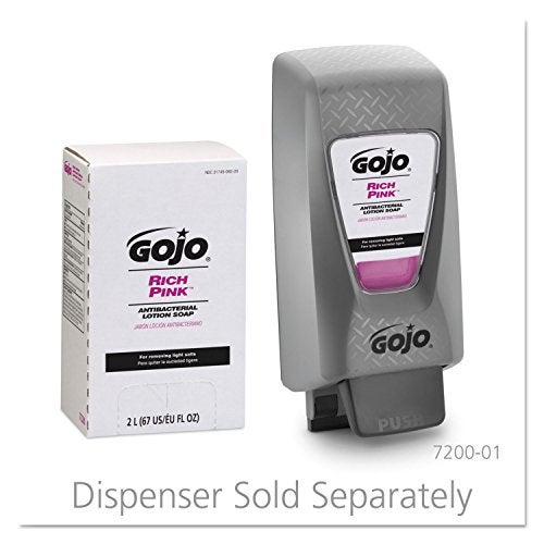 GOJO RICH PINK Antibacterial Lotion Soap, 2000 mL Lotion Soap Refill PRO TDX Push-Style Dispenser (Pack of 4) - 7220-04 - Image 4