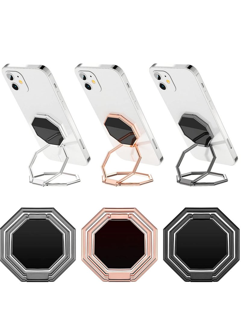 KASTWAVE حامل هاتف محمول مغناطيسي قابل للطى بدعم مزدوج حلقة 360 درجة دوران حامل هاتف محمول متوافق مع آيفون آيباد أجهزة لوحية لمكتب سيارة تركيب حامل الهاتف خلفي 3 قطع - Image 1