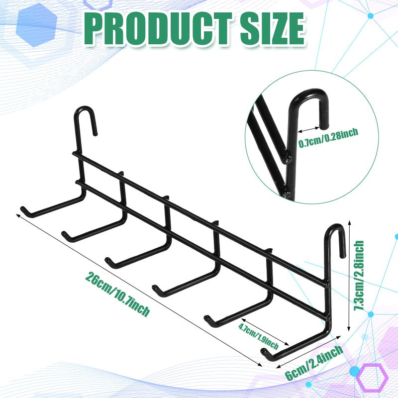 Coume Coume Metal Grid Hooks Rack for Wall Grid Panel  4 Pack Hanging Hooks for Wall Grid Storage and Display  Grid Wall Accessories Black Organizer for Wire Grid Wall - Image 2