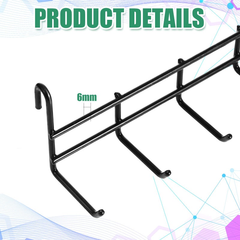 Coume Coume Metal Grid Hooks Rack for Wall Grid Panel  4 Pack Hanging Hooks for Wall Grid Storage and Display  Grid Wall Accessories Black Organizer for Wire Grid Wall - Image 3