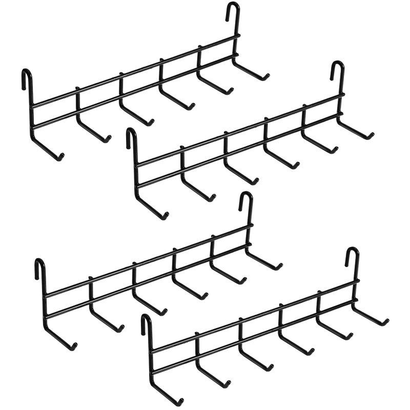 Coume Coume Metal Grid Hooks Rack for Wall Grid Panel  4 Pack Hanging Hooks for Wall Grid Storage and Display  Grid Wall Accessories Black Organizer for Wire Grid Wall - Image 1