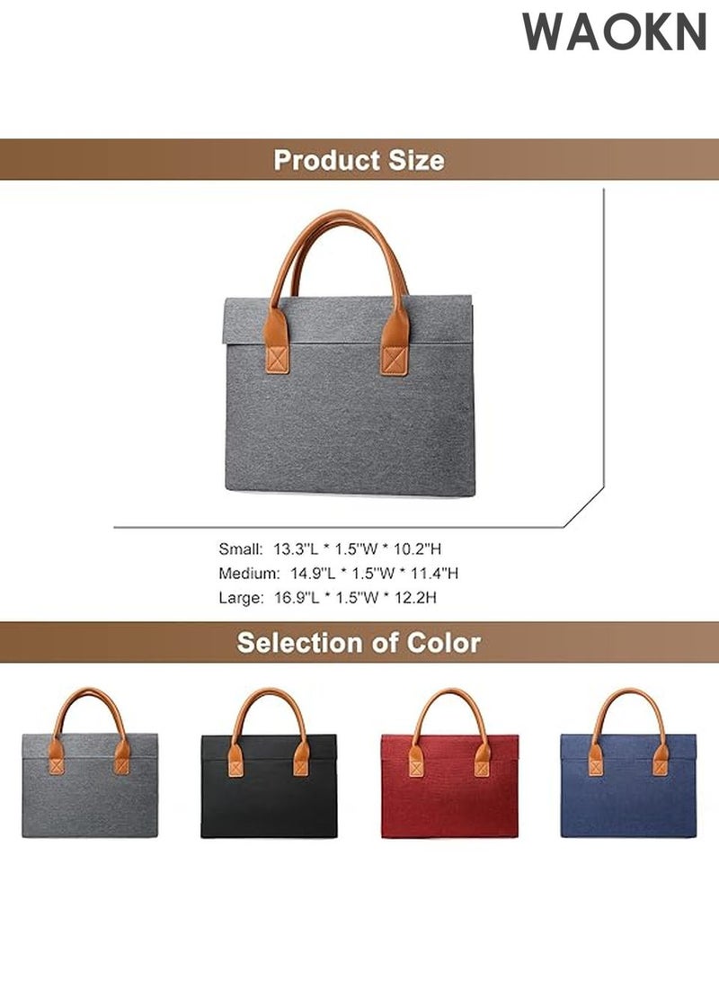 WAOKN Classic Lightweight Briefcase for Men & Women - Polyester Laptop Bagt - Professional Work Office Bag - Commuter Messenger Bag for Travel (Gray，Medium) - Image 2