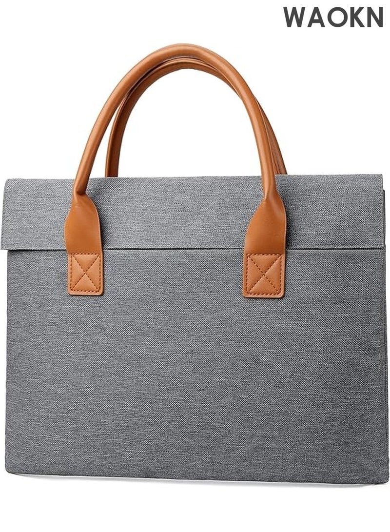 WAOKN Classic Lightweight Briefcase for Men & Women - Polyester Laptop Bagt - Professional Work Office Bag - Commuter Messenger Bag for Travel (Gray，Medium) - Image 1