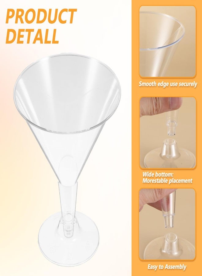 مجموعة أكواب مارتيني بلاستيكية شفافة وأعواد كوكتيل ذهبية لؤلؤية، أكواب مارتيني بلاستيكية للاستخدام مرة واحدة، أكواب حلوى صغيرة شفافة لحفلات الزفاف والمناسبات والحفلات والنبيذ والمقبلات والطعام (100 قطعة، 7 أونصة) - Image 3