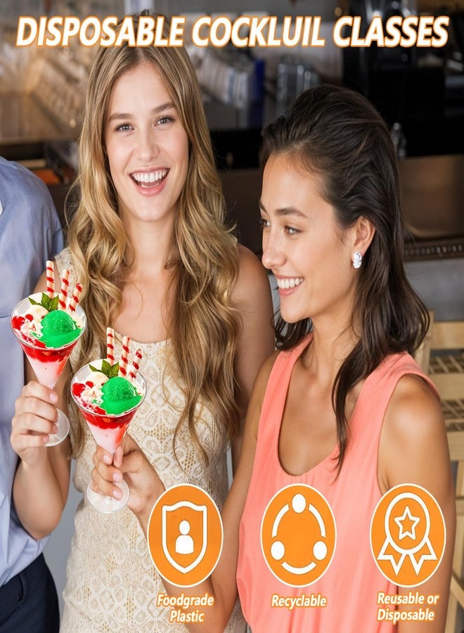 مجموعة أكواب مارتيني بلاستيكية شفافة وأعواد كوكتيل ذهبية لؤلؤية، أكواب مارتيني بلاستيكية للاستخدام مرة واحدة، أكواب حلوى صغيرة شفافة لحفلات الزفاف والمناسبات والحفلات والنبيذ والمقبلات والطعام (100 قطعة، 7 أونصة) - Image 4