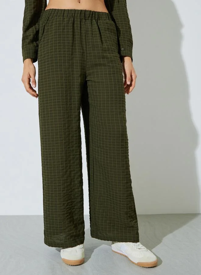 Styli  Olive Textured Shirt and Trousers Co-ord Set for Women | Best Price UAE