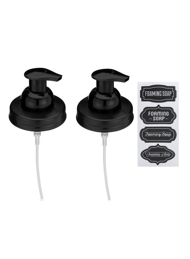 Jarmazing Products Jarmazing Products Mason Jar Foaming Soap Dispenser Lids - Includes Waterproof Stickers! Black - 2 Pack - Image 1