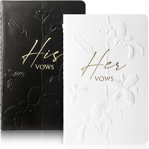 molekaus Vow Books,for Wedding Vow Books Wedding Gift for Bride and Groom Vows Book his and Hers with 28 Pages-5.5 * 3.5 in Wedding Notebook with Gilded Font Set of 2 （White and Black） - Image 1