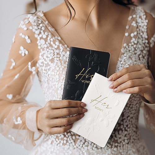 molekaus Vow Books,for Wedding Vow Books Wedding Gift for Bride and Groom Vows Book his and Hers with 28 Pages-5.5 * 3.5 in Wedding Notebook with Gilded Font Set of 2 （White and Black） - Image 3