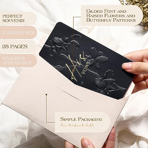 molekaus Vow Books,for Wedding Vow Books Wedding Gift for Bride and Groom Vows Book his and Hers with 28 Pages-5.5 * 3.5 in Wedding Notebook with Gilded Font Set of 2 （White and Black） - Image 2