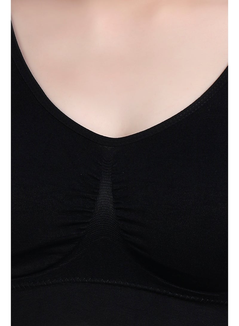 Glamroot Women's Seamless Padded Sports bra With Removable cups, Black - Image 5