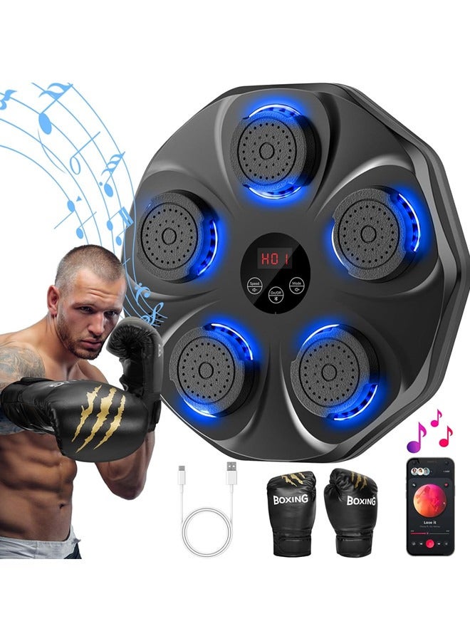 سانتين رايلي آلة ملاكمة موسيقية، مدرب ملاكمة تفاعلي مع قفازات ملاكمة، هدف ملاكمة إلكتروني كبير الحجم مثبت على الحائط للبالغين والأطفال، 9 أوضاع و9 سرعات - Image 1