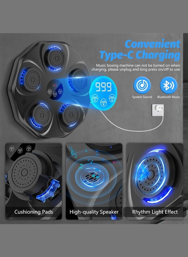 سانتين رايلي آلة ملاكمة موسيقية، مدرب ملاكمة تفاعلي مع قفازات ملاكمة، هدف ملاكمة إلكتروني كبير الحجم مثبت على الحائط للبالغين والأطفال، 9 أوضاع و9 سرعات - Image 5