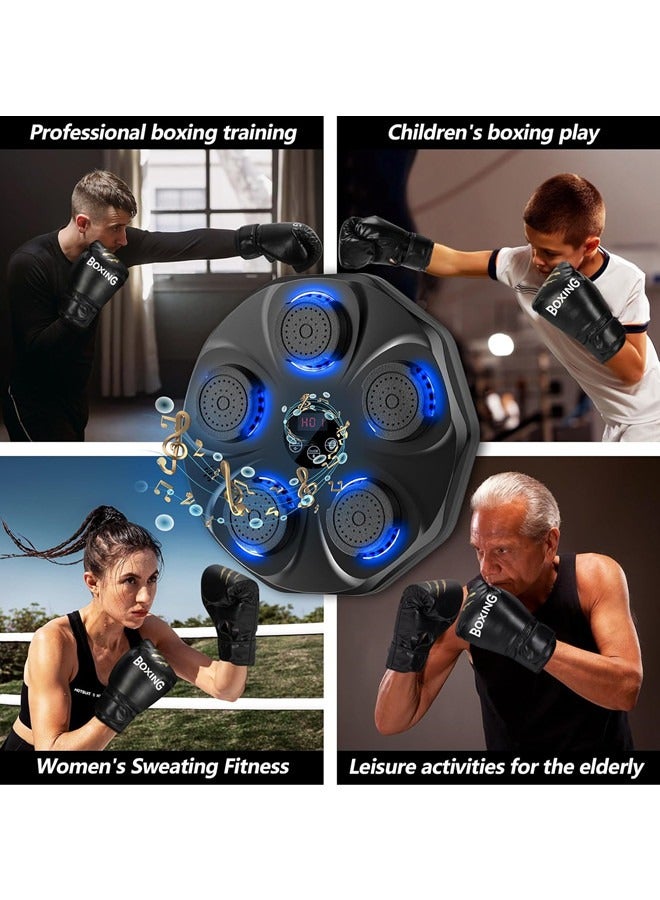 سانتين رايلي آلة ملاكمة موسيقية، مدرب ملاكمة تفاعلي مع قفازات ملاكمة، هدف ملاكمة إلكتروني كبير الحجم مثبت على الحائط للبالغين والأطفال، 9 أوضاع و9 سرعات - Image 4