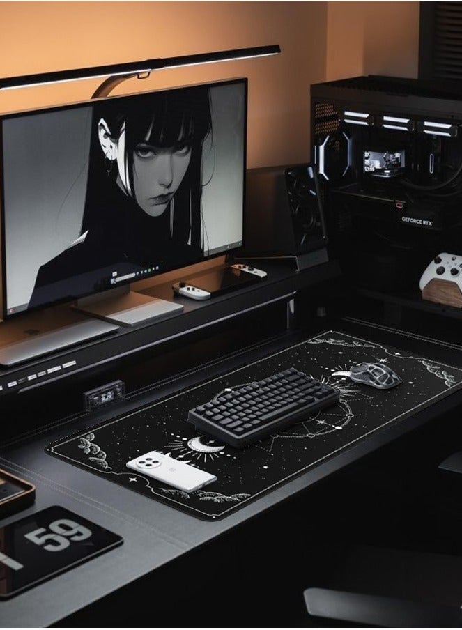 Large Gaming Mouse Pad with Stitched Edges, Minimalist Topographic Map Desk Mat, Extended XL Mousepad with Anti-Slip Base, Cool Desk Pad for Keyboard and Mouse - Image 2