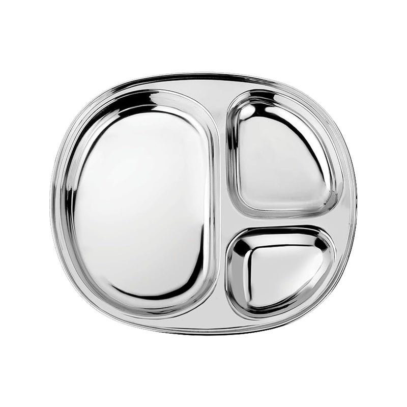 Ahimsa Stainless Steel Kids Plates  Divided Toddler Plates Pediatrician Designed Non Toxic Toddler Plate Camping Plate BPA Free  Dishwasher Safe Single - Image 1