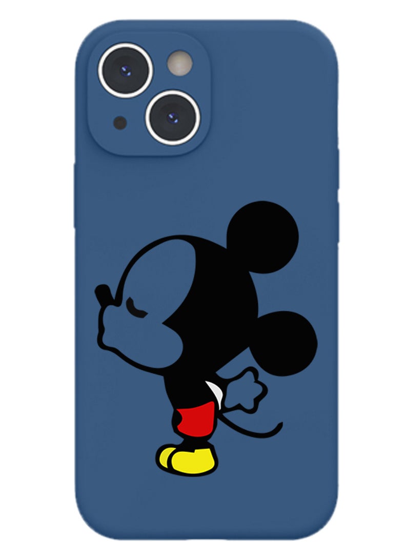 Theodor Protective Slim Fit Case Liquid Silicone Cover with Full Body Protection Anti-Scratch Shockproof Case For iPhone 13 Blue  - Mickey Mouse 1 - Image 1