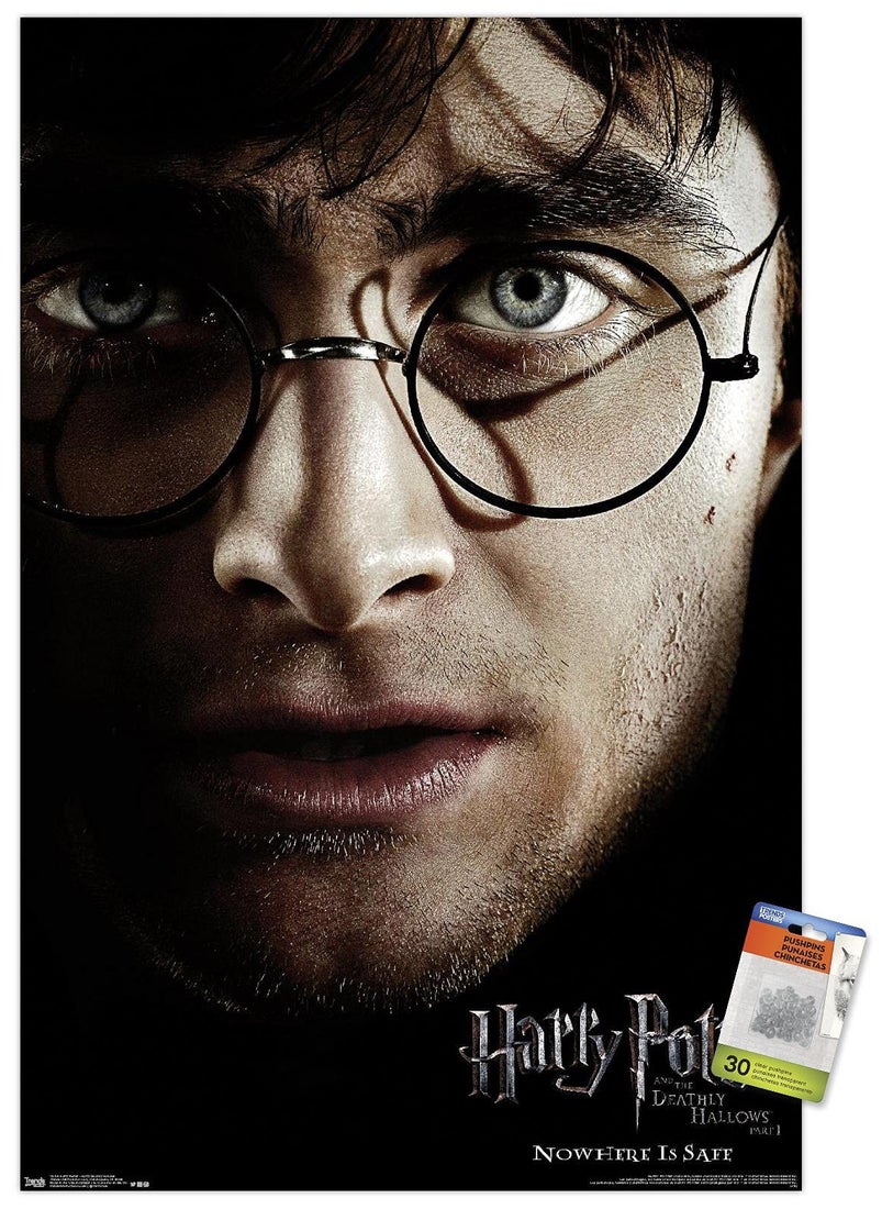 Harry Potter And The Deathly Hallows: Part 1 Harry One Sheet Wall Poster With Push Pins