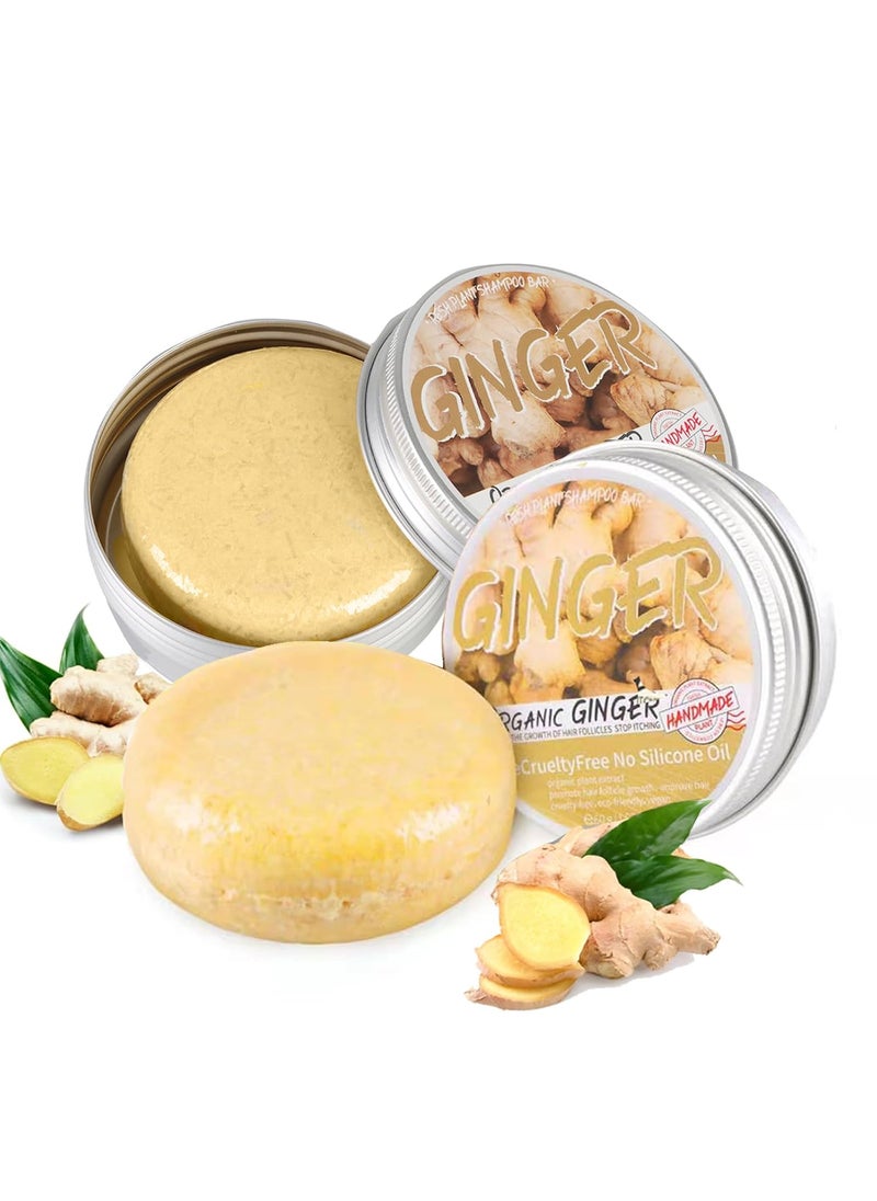 MAITING Natural Organic Ginger Hair Regrowth Shampoo Bar for Hair Growth and All Hair Types Unisex Adult 2 Pcs 
