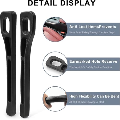TASMAX 2 PCS Gap filler for car key and mobile organisers smart phone car interior accessories Between Seat and Console Compatible with Buckle Base Universal Car Seat Gap Filler (Black) new - Image 3