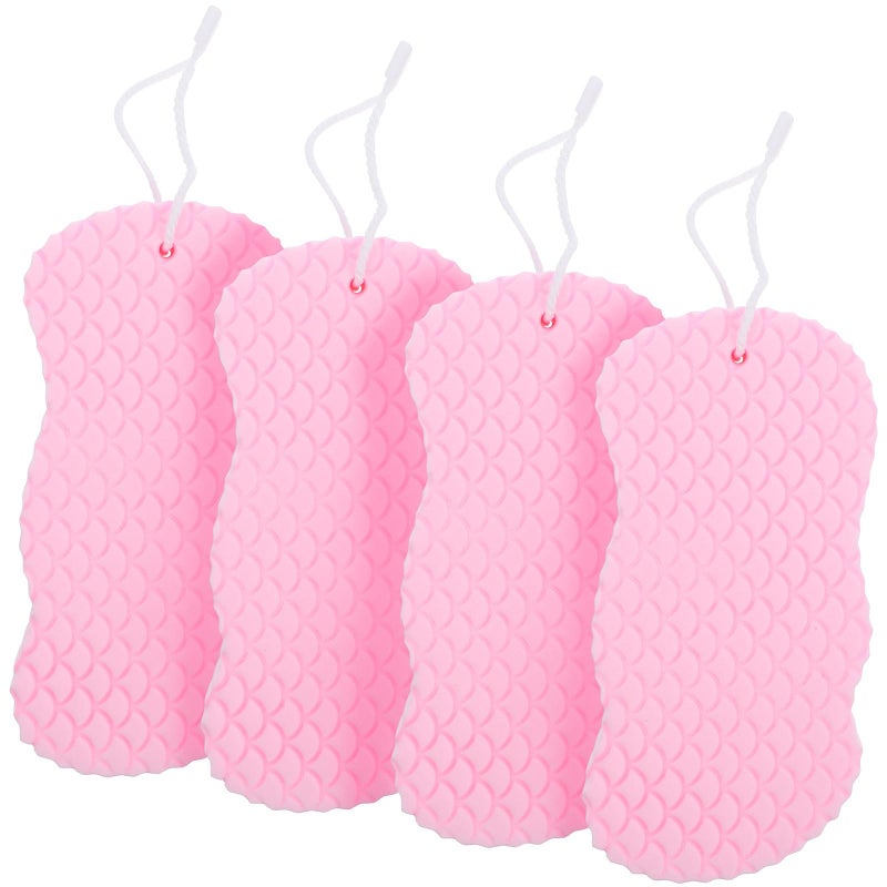 Double Sided Exfoliating Body Scrubber Set 4PCS Wear Resistant Shower Sponge - Image 2