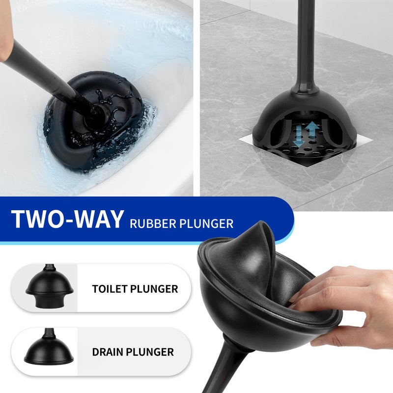 Mr Siga MR.SIGA Toilet Plunger and Bowl Brush with Holder, Heavy Duty Toilet Brush and Plunger Set for Bathroom Cleaning, Black, 1 Set - Image 5