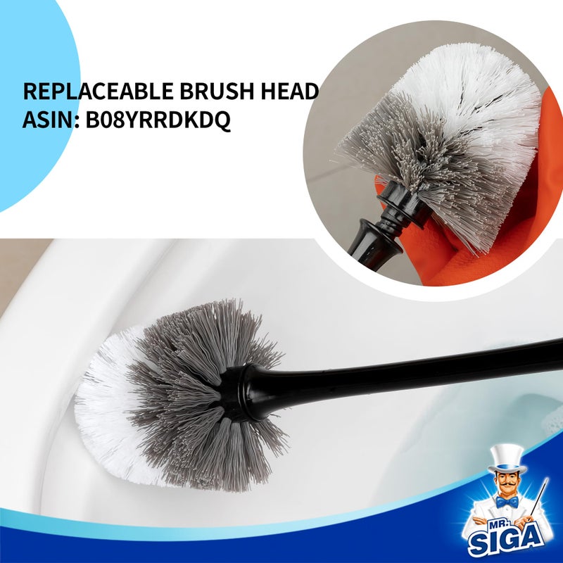 Mr Siga MR.SIGA Toilet Plunger and Bowl Brush with Holder, Heavy Duty Toilet Brush and Plunger Set for Bathroom Cleaning, Black, 1 Set - Image 4