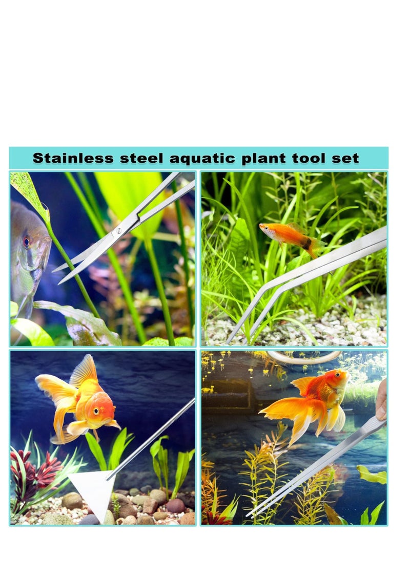 Excefore - 4 in 1 Tweezers Scissors Spatula Scrapers Tool Set, Aquarium Aquascape Tools Kit, Anti-Rust Aquatic Plant Tool, Suitable for Fish Tank Cleaning Kit - Image 1