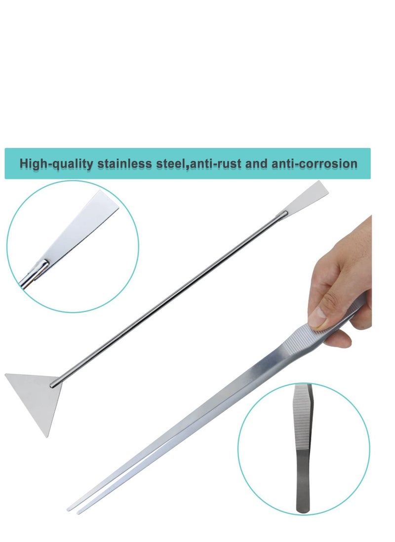 Excefore - 4 in 1 Tweezers Scissors Spatula Scrapers Tool Set, Aquarium Aquascape Tools Kit, Anti-Rust Aquatic Plant Tool, Suitable for Fish Tank Cleaning Kit - Image 1
