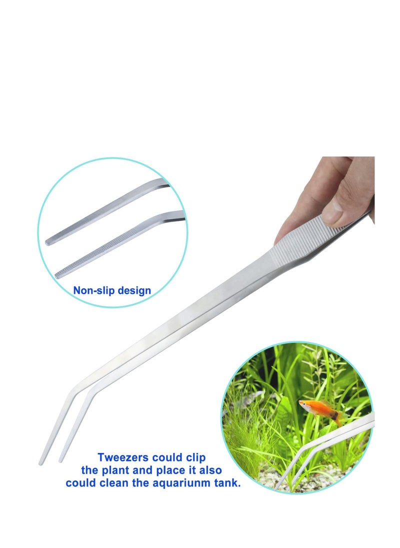 Excefore - 4 in 1 Tweezers Scissors Spatula Scrapers Tool Set, Aquarium Aquascape Tools Kit, Anti-Rust Aquatic Plant Tool, Suitable for Fish Tank Cleaning Kit - Image 1