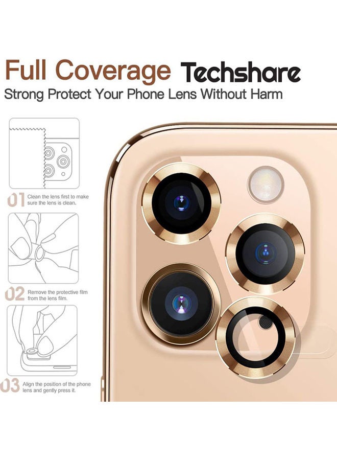 Techshare 3-Piece Camera Lens Protector For Apple iPhone 12 Pro Max Gold - Image 2