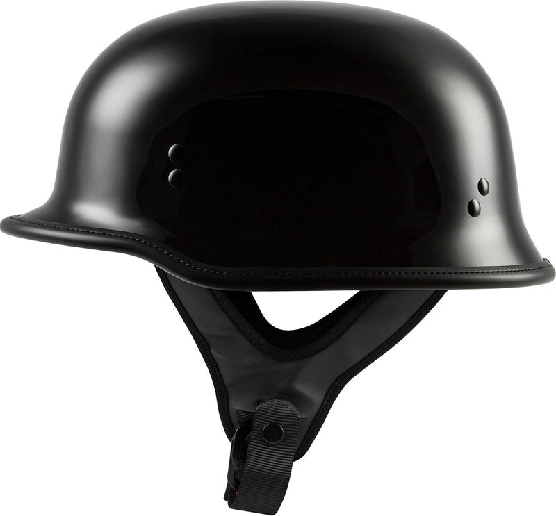 Highway 21 Motorcycle 9mm Half Helmet (German Style) (Matte Black, Medium) - Image 4