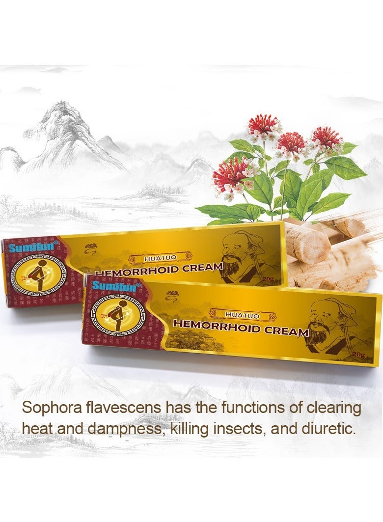 سوميفون 2-PACK Hemorrhoid Cream, Antibacterial Cream - Chinese Herbal Hemorrhoids Cream Hemorrhoid Symptom Ointment 20g*2 - Image 4