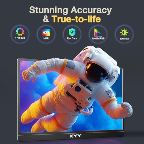 KYY 4K Portable Monitor – 15.6" UHD IPS Travel Display, Slim & Lightweight Design, HDMI & USB-C Inputs, Perfect for PS5, Xbox, Switch, Laptops, Phones, and On-the-Go Professionals, K5 - Image 4