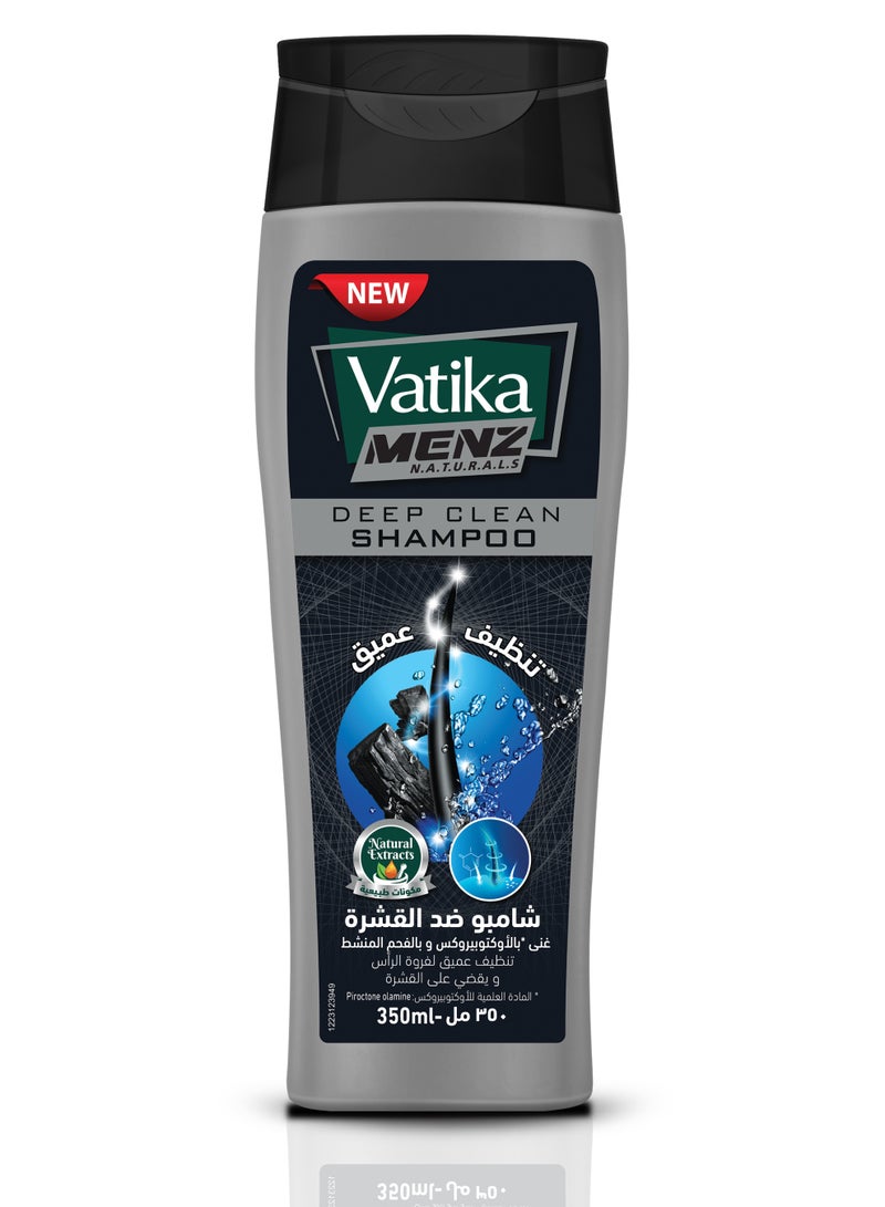 VATIKA Naturals Menz Deep Clean Shampoo with Charcoal (350mL) | Deeply Cleanses Scalp & Fights Dandruff| Leaves Hair Refreshed, Soft & Flake Free  - Image 1