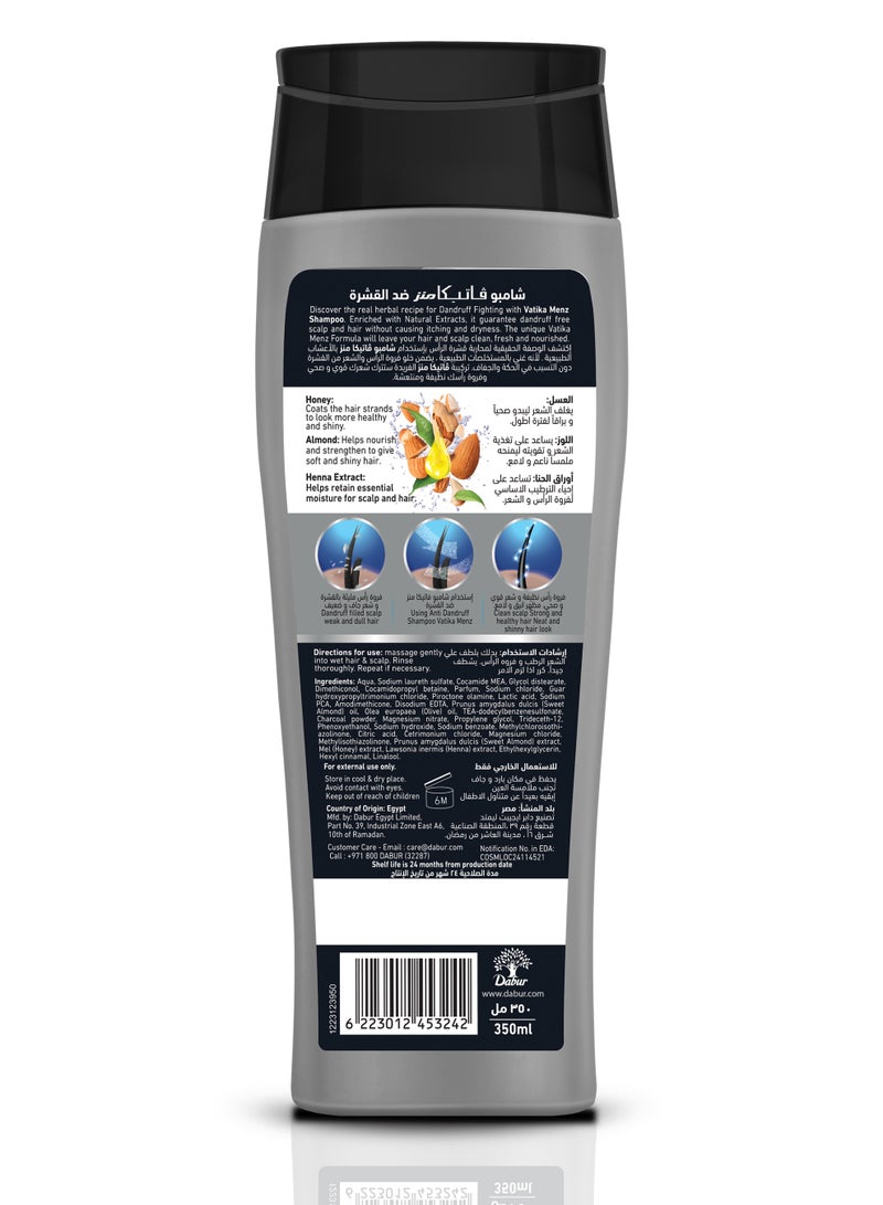 VATIKA Naturals Menz Deep Clean Shampoo with Charcoal (350mL) | Deeply Cleanses Scalp & Fights Dandruff| Leaves Hair Refreshed, Soft & Flake Free  - Image 2