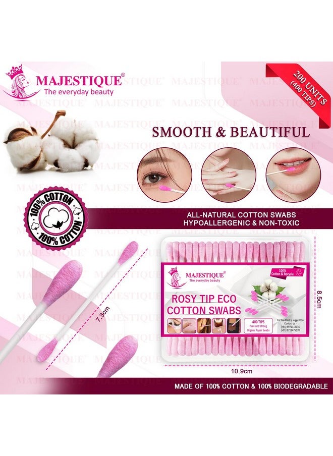 MAJESTIQUE Majestique Rosy Tip Eco Cotton Swabs | Paper-made Sticks, Pure and Strong | Gentle for Face, Ear Cleaning, Makeup, and Beauty Application - 200 Pcs  - Image 2