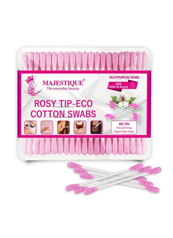 MAJESTIQUE Majestique Rosy Tip Eco Cotton Swabs | Paper-made Sticks, Pure and Strong | Gentle for Face, Ear Cleaning, Makeup, and Beauty Application - 200 Pcs  - Image 1
