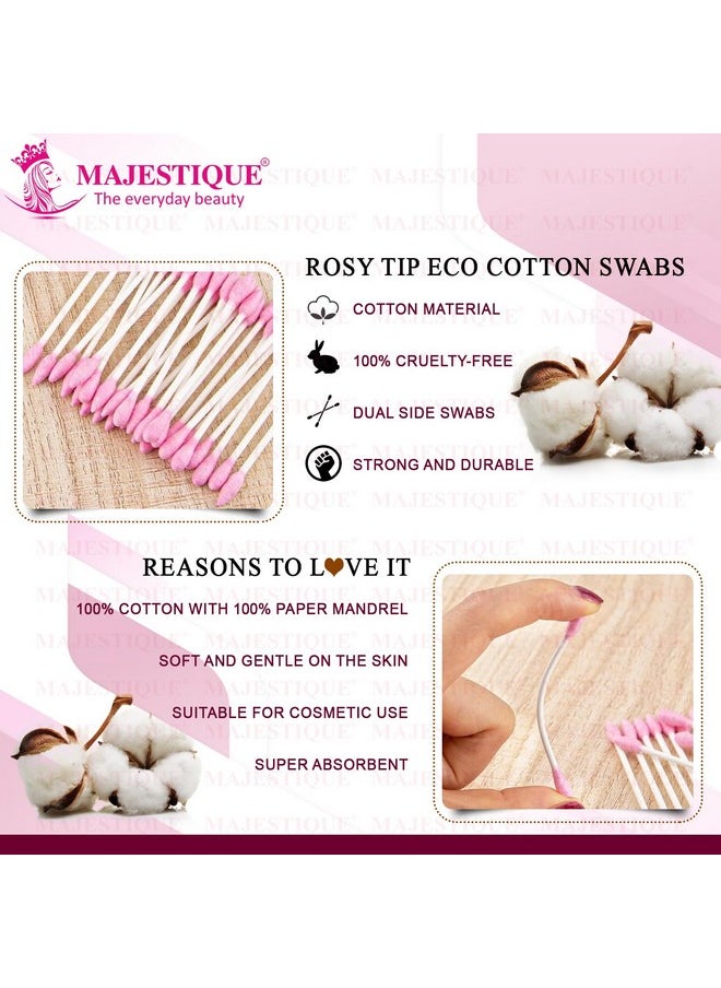 MAJESTIQUE Majestique Rosy Tip Eco Cotton Swabs | Paper-made Sticks, Pure and Strong | Gentle for Face, Ear Cleaning, Makeup, and Beauty Application - 200 Pcs  - Image 3