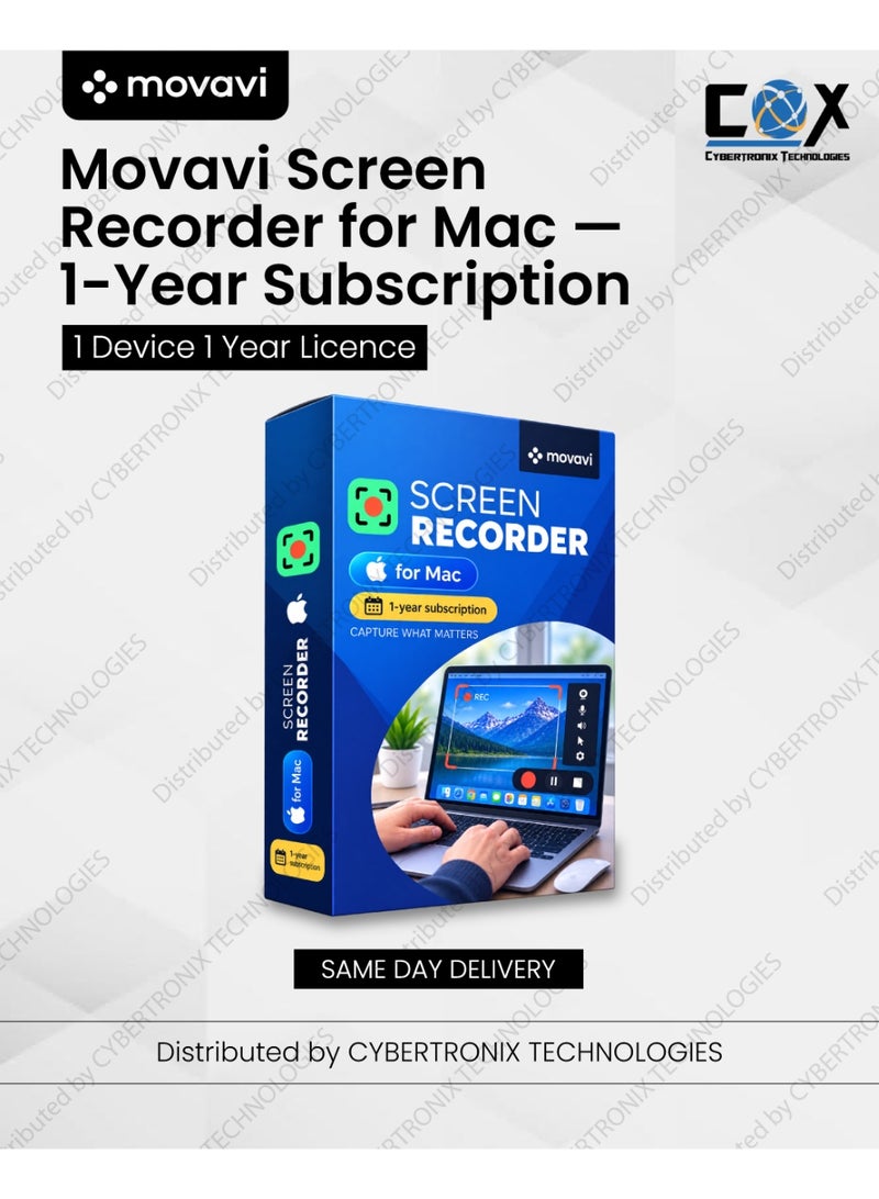 Movavi Screen Recorder for Mac | 1 Device for 1 Year | Digital License | Same Day Delivery